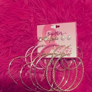 Cute breast cancer different loop earrings